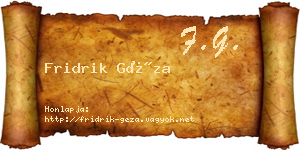 Fridrik Géza névjegykártya