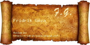 Fridrik Géza névjegykártya